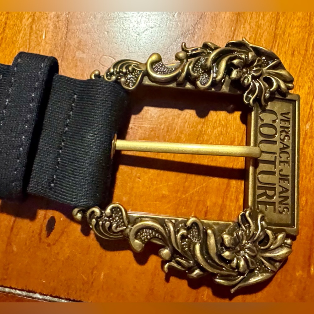 Versace Jeans Couture Ornate Gold Buckle Belt